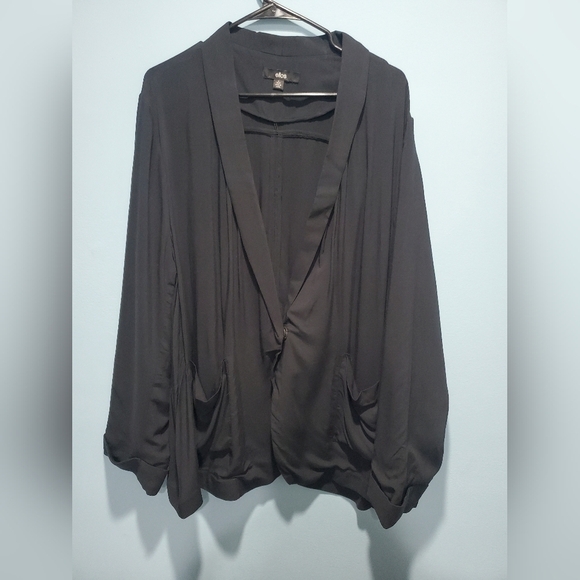 Ellos Rayon Black Women's jacket Cardigan light weight Size Large - Picture 13 of 13